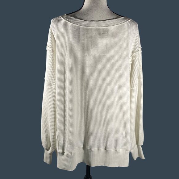 American Eagle Outfitters White Waffle Knit with off white contrast stitching S - Picture 3 of 9